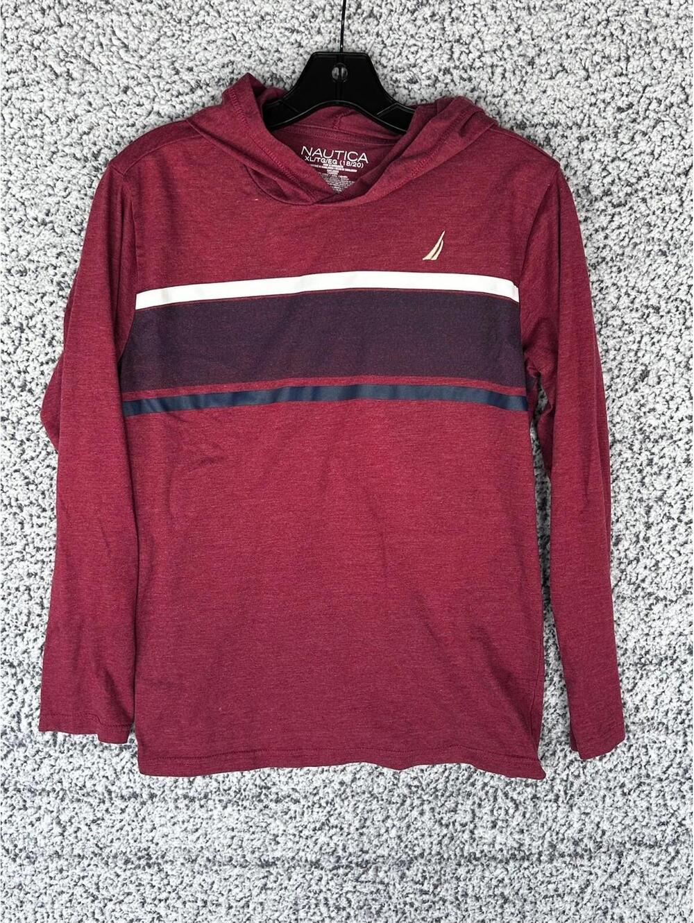 Nautica Youth Long Sleeve Red Hoodie Size XL 18/20 Shirt